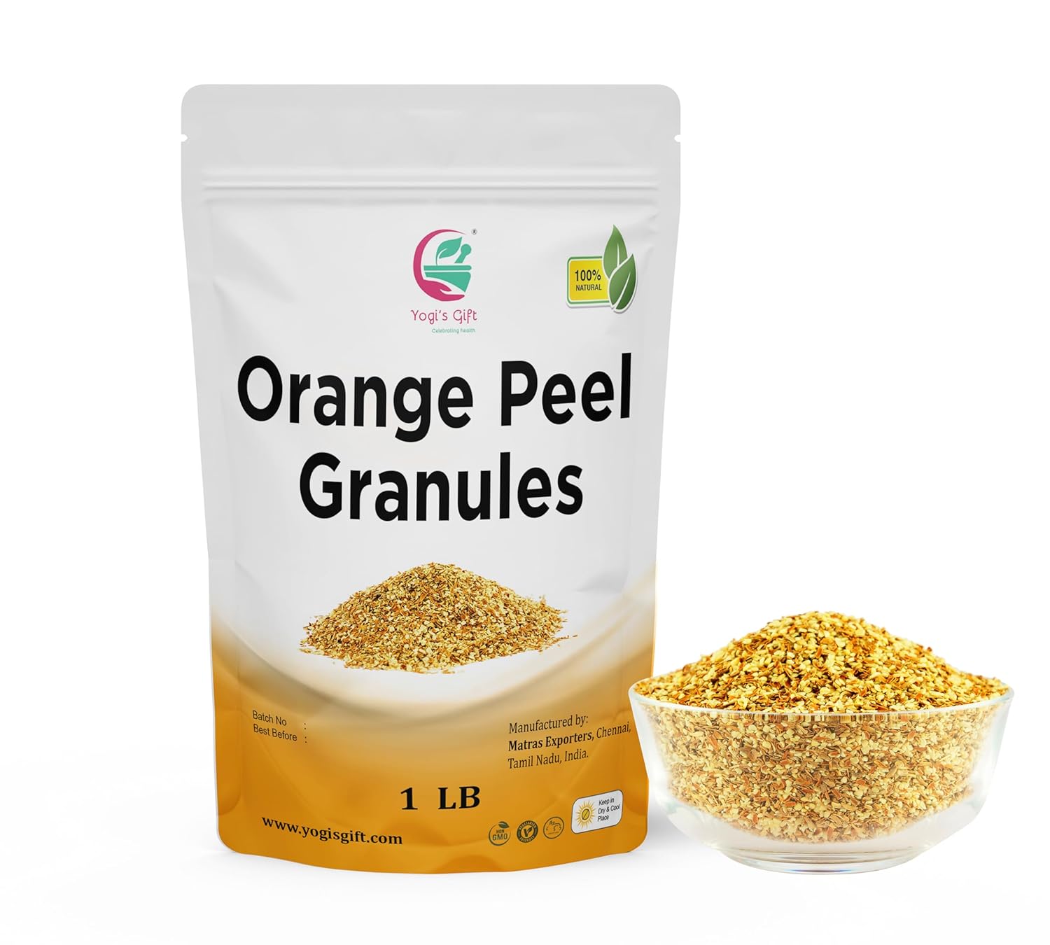 yogis-gift-dried-orange-peel-1-lb---premium-citrus-flavour-for-tea-cookies-bread-seasoning---small-granules---rich-aroma---by-yogis-gift-1