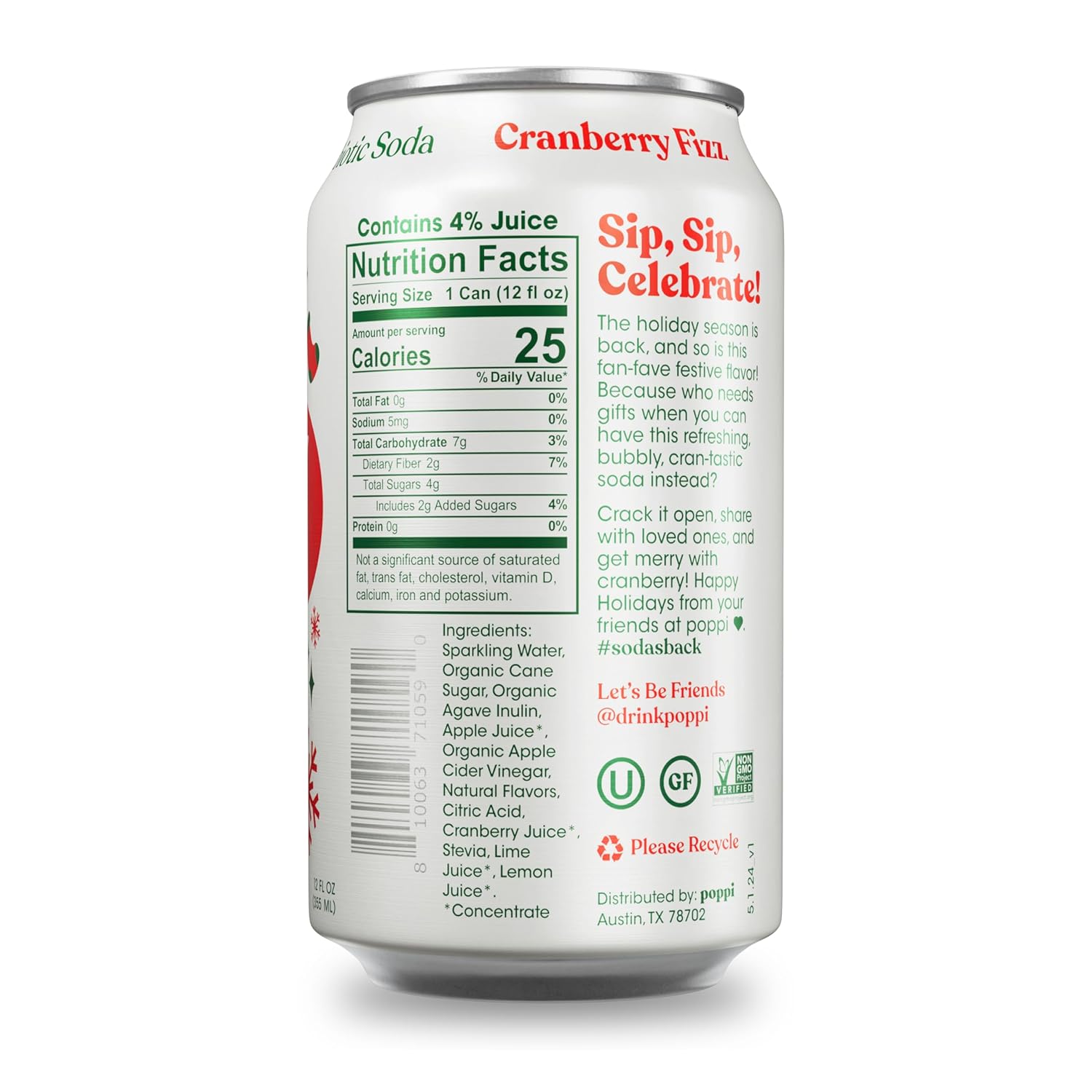 poppi-sparkling-prebiotic-soda-beverage---apple-cider-vinegar-seltzer-water-fruit-juice-cranberry-fizz-flavor---12-oz-12-pack-2