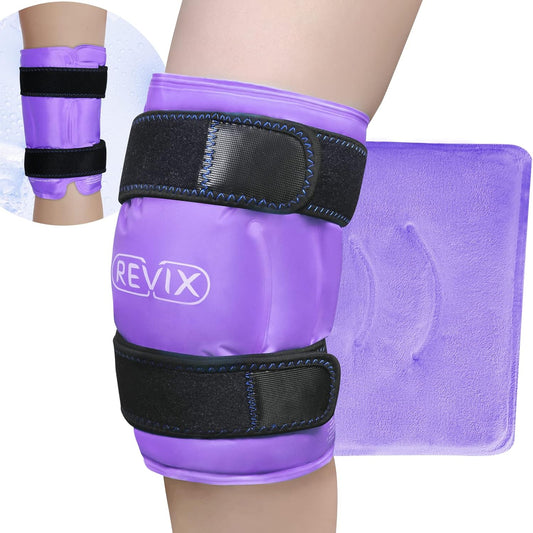 Large Knee Ice Wrap with Full Coverage, Gel Cold Pack for Muscle Pain Relief, Promotes Flexibility, Soft Plush Lining - Purple - Espot.com.au