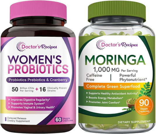 organic-womens-probiotic-moringa-bundle-for-gut-and-womens-health---doctors-recipes-natural-antioxidant-support-gluten-free-pro-60-capsules-moringa-90-capsules-1