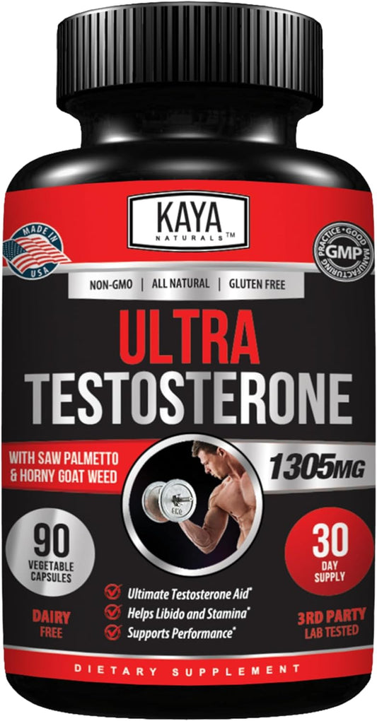 kaya-naturals-ultra-testosterone-booster-with-tongkat-ali-horny-goat-weed-tribulus---natural-workout-supplement-for-men---energy-stamina-strength---90-count-1