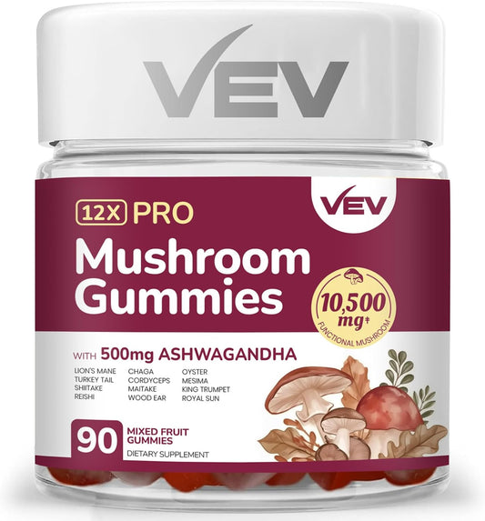 vev-mushroom-gummies-for-adults---12x-mushroom-supplement-with-lions-mane-reishi-cordyceps-turkey-tail-and-ashwagandha---90-vegan-gummies---immune-support-and-stress-relief-1