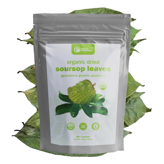 Organic Soursop Leaves for Tea and Extract, 30g, 80+ Whole Leaves - Graviola Leaf, Guanabana, Guyabano - by Organic Pharmacist - Espot.com.au