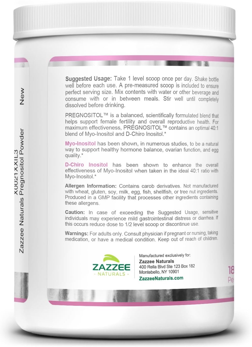 6 Month Supply of Zazzee PREGNOSITOL Powder - Fertility Blend with Myo-Inositol and D-Chiro-Inositol 40:1 Ratio - Premium Vegan Formula with Free Scoop - 183 Servings, All-Natural and Non-GMO - Espot.com.au