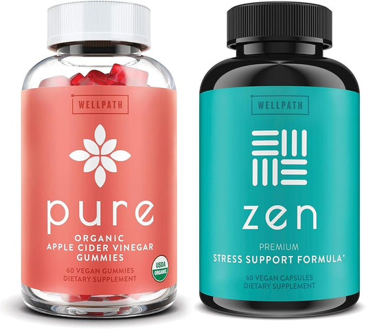 Apple Cider Vinegar Gummies & Zen Mood Support Bundle - Detox & Energy - Vegan - 60 Ct Each - Espot.com.au