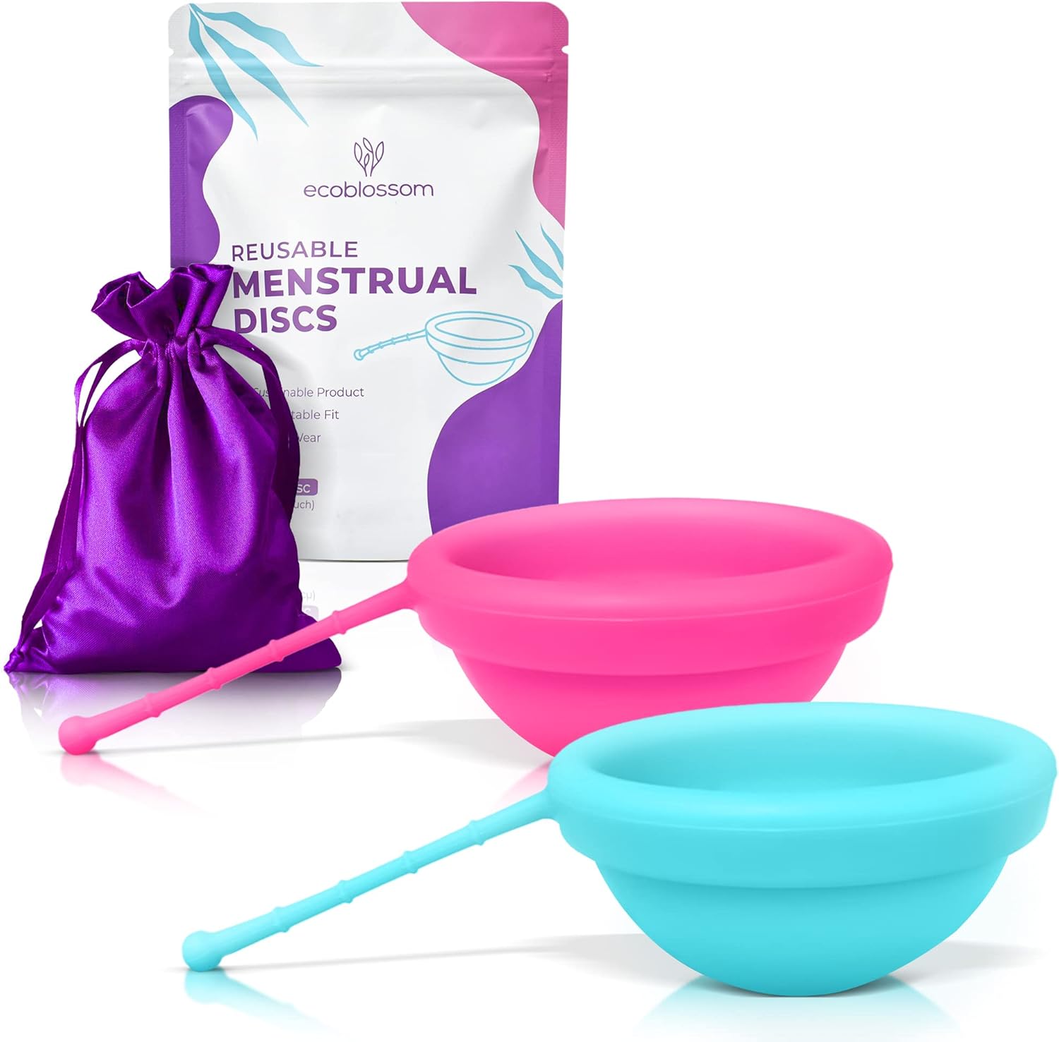 pack-of-2-ecoblossom-reusable-menstrual-discs-with-removal-string---medical-grade-silicone-period-discs-for-12-hours-of-comfort---rose-teal-1