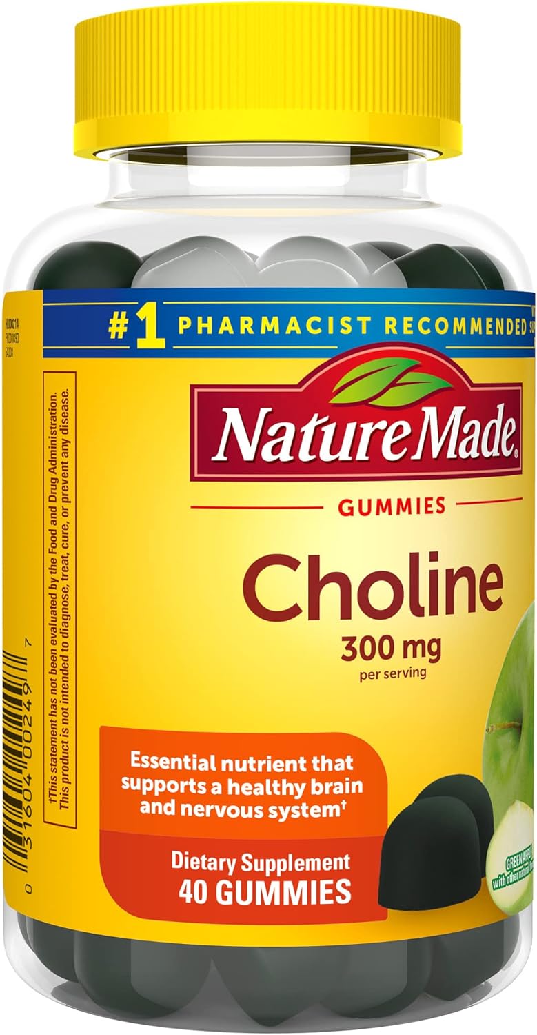 Choline Vegan Gummies for Liver, Nervous System & Brain Health - 40 Gummies, 20 Day Supply - Espot.com.au