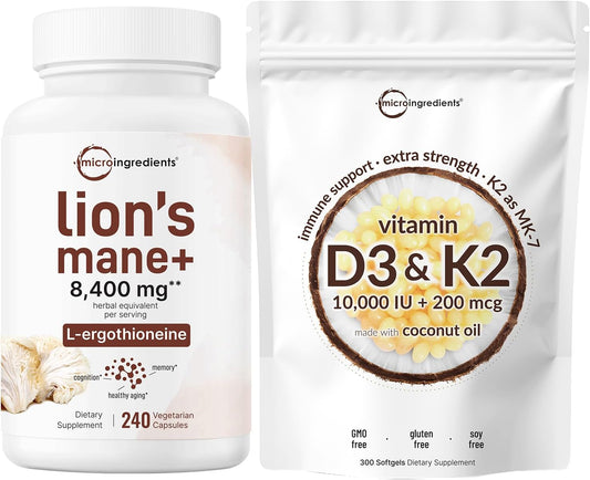 vitamin-d3-10000iu-k2-200mcg-coconut-oil-softgels-lions-mane-supplement-bundle---240-veggie-capsules-2-pack---superfood-mushroom-antioxidants-for-essential-sunshine-vitamins-1
