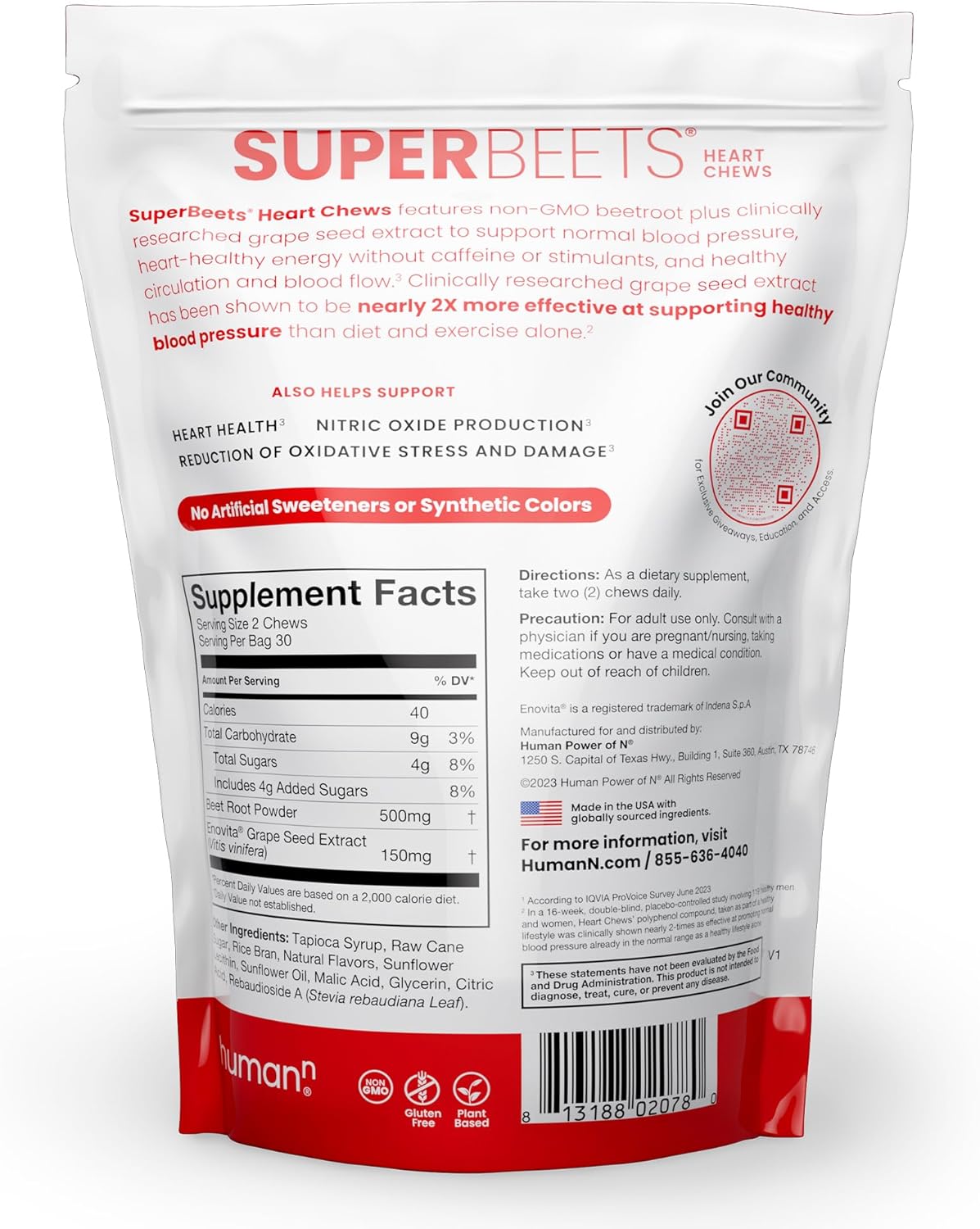 superbeets-heart-chews---nitric-oxide-blood-pressure-support---grape-seed-extract-non-gmo-beet-root-powder-energy---pomegranate-berry-flavor---180-count-8