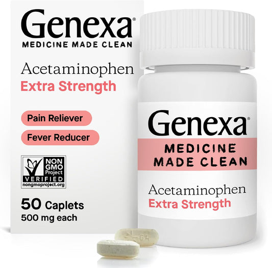 genexa-clean-acetaminophen-extra-strength-caplets---dye-free-pain-reliever---500mg-50-ct---headache-backache-toothache-relief---fever-reducer---0-artificial-additives---minor-arthritis-pain-relief-1