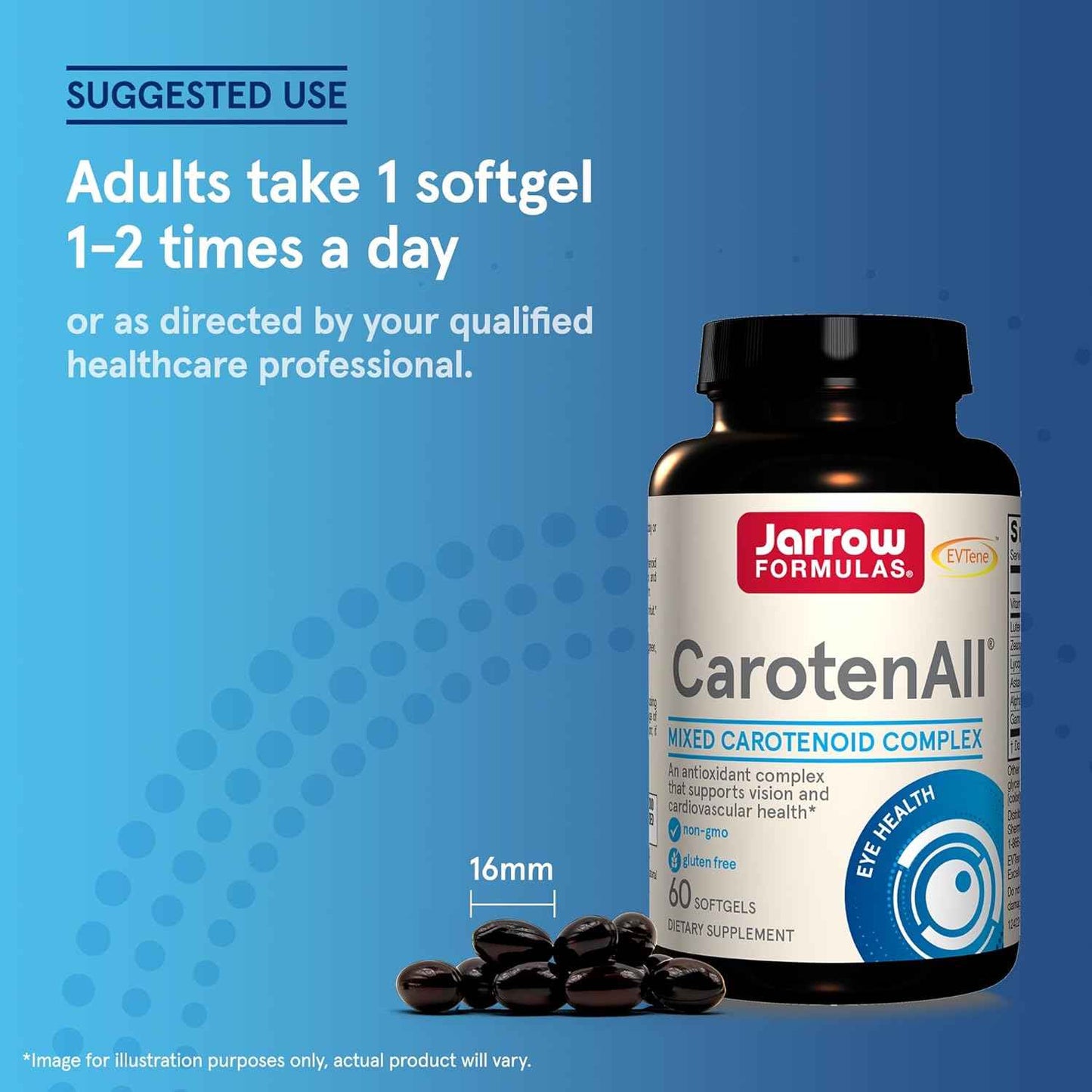 CarotenAll Dietary Supplement Softgels for Vision & Cardiovascular Health - Antioxidant Support - 60 Day Supply