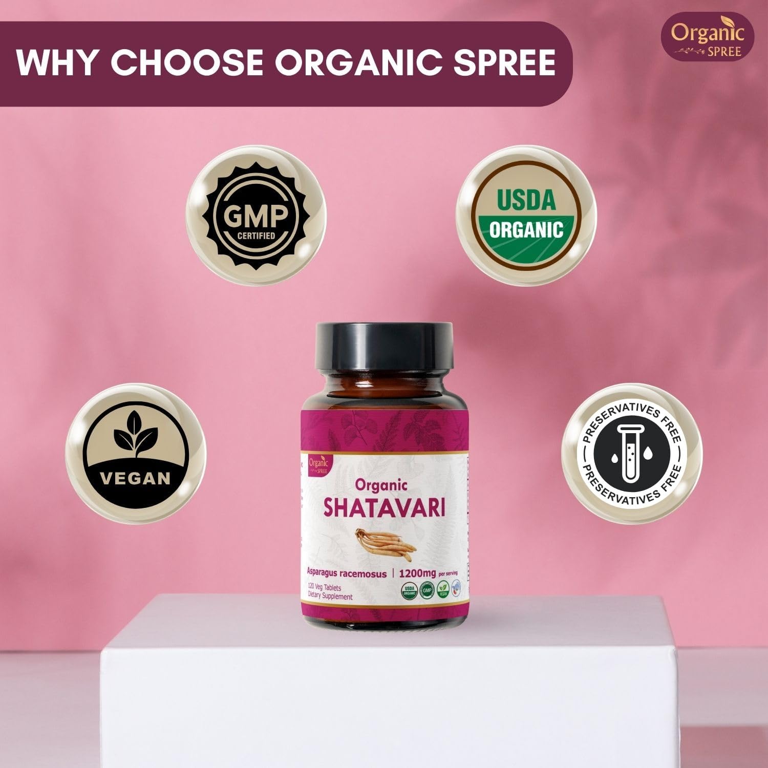 Organic Shatavari Tablets 240ct - 1200mg Asparagus Racemosus per Serving - Women's Health Support - Immune System Booster - Vegan & USDA Certified - Pack of 2 - Espot.com.au
