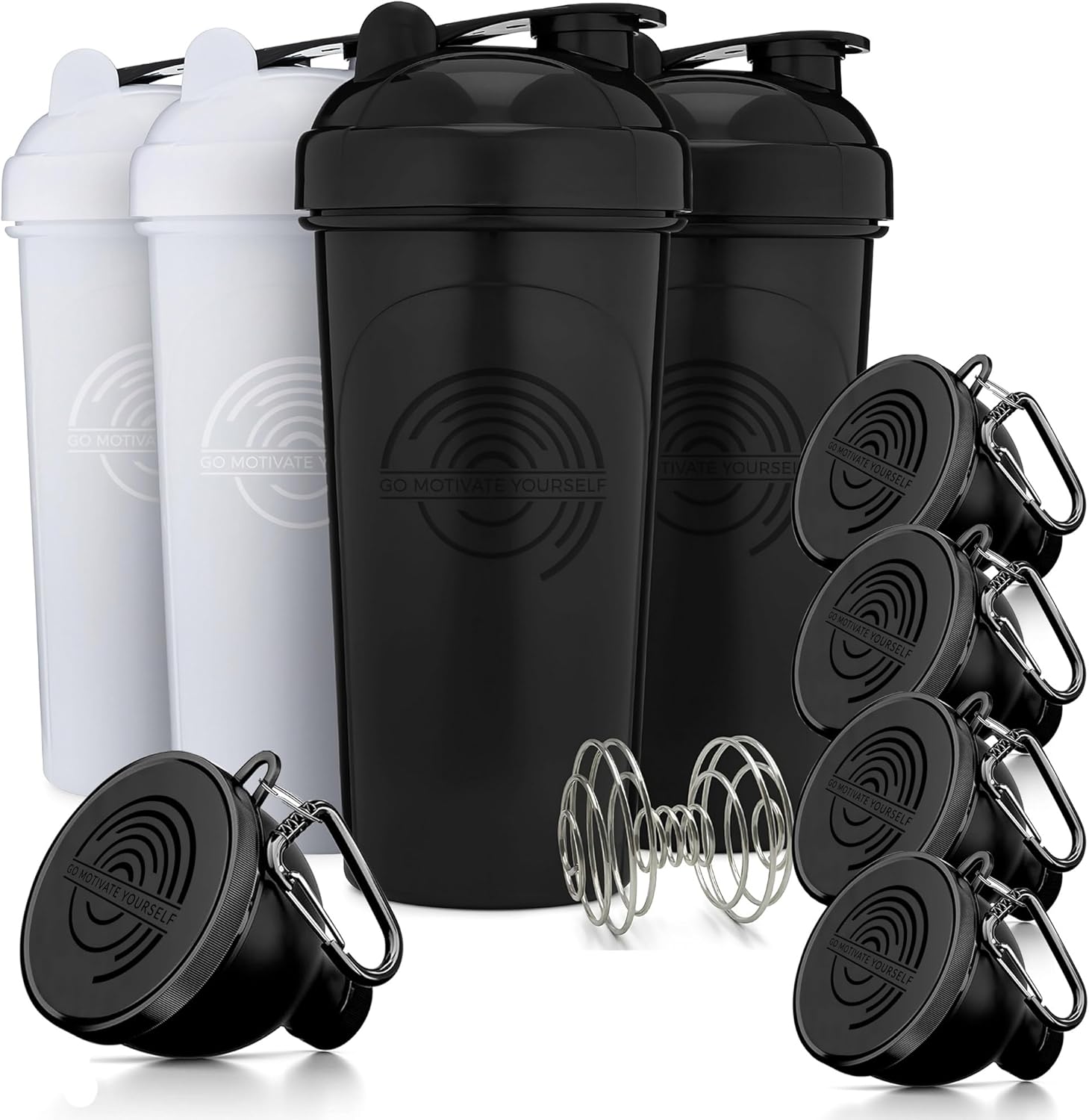 5-pack-protein-funnels-with-carabiner-4-pack-shaker-bottles-bpa-free-dishwasher-safe-fitness-bundle-1