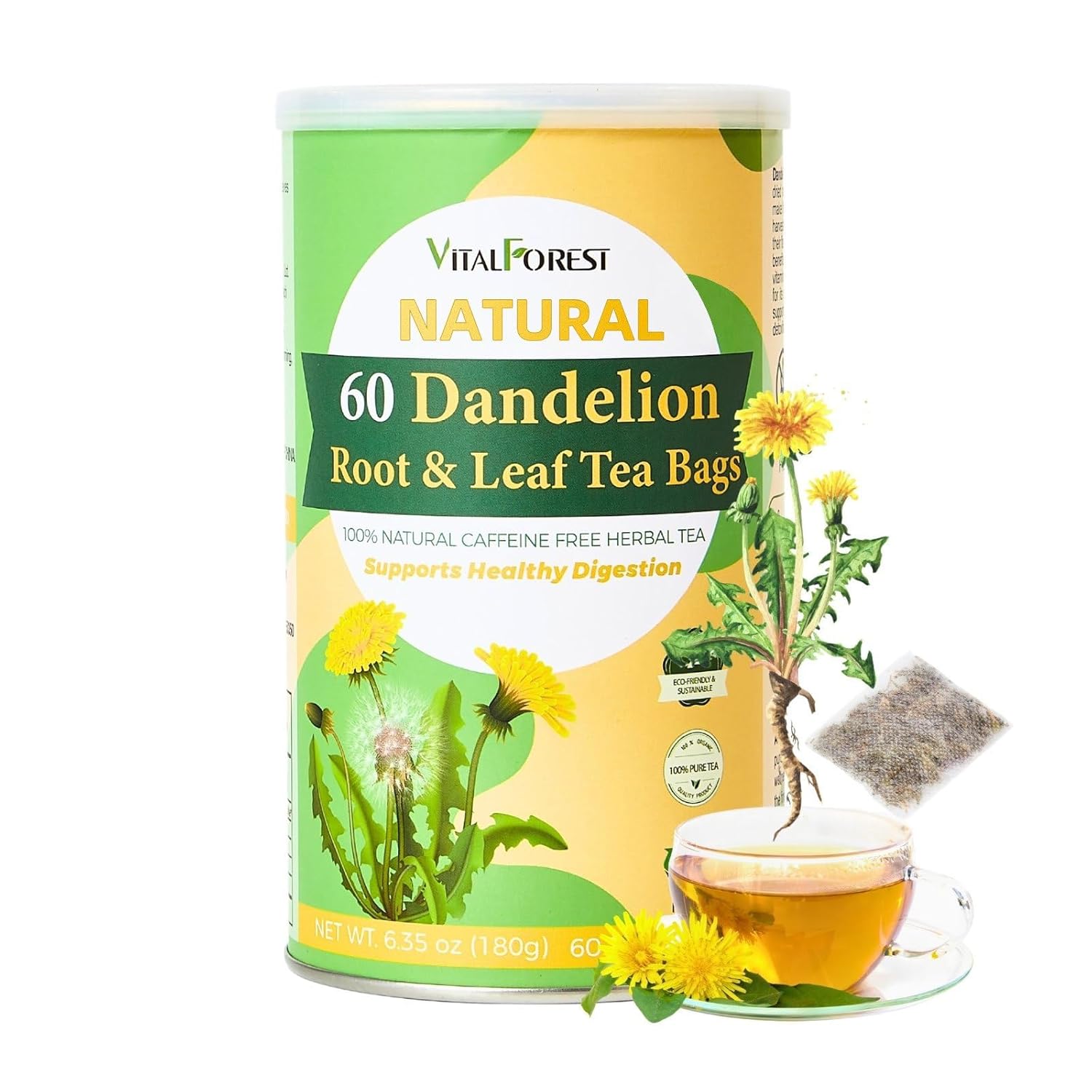 vitalforest-natural-dandelion-tea-bags---60-bags-3g-each---caffeine-free-herbal-tea-with-dandelion-leaf-and-root---eco-friendly-corn-fiber-bags---diente-de-leon-health-herb---635oz-1