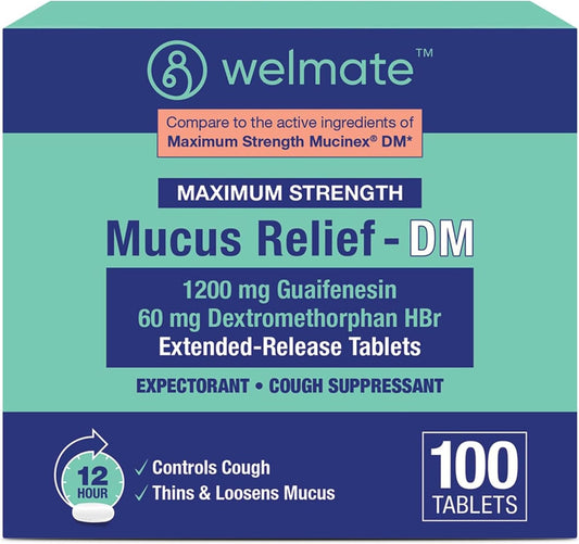 Maximum Strength Mucus Relief Tablets for Chest Congestion - 12-Hr Cough Suppressant & Expectorant with Guaifenesin & DXM - 100 Bi-Layer Ct - Espot.com.au