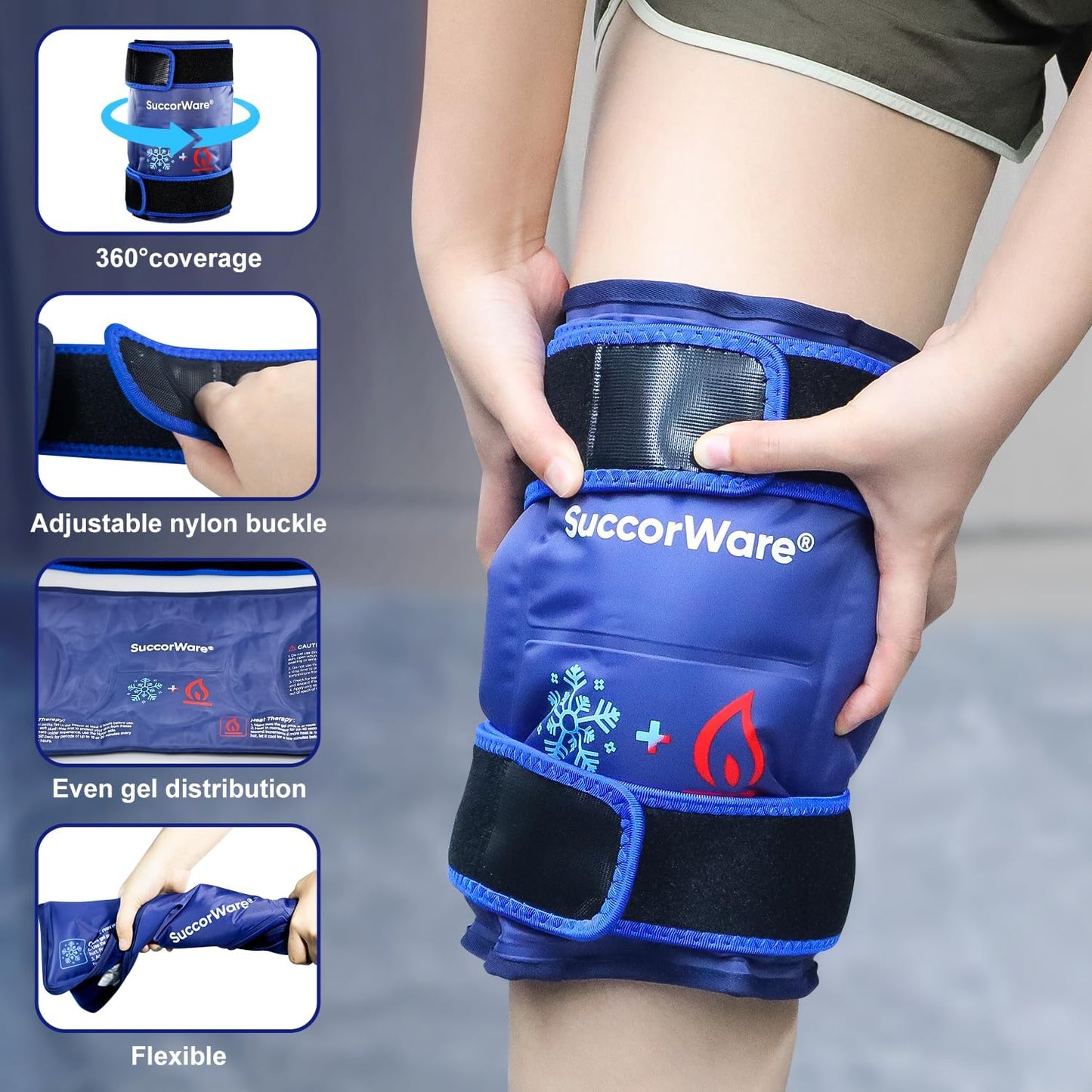 reusable-knee-ice-pack-wrap-for-injuries---hot-cold-gel-bags-for-leg-back-shoulders-arms-elbow---pain-relief-swelling---ideal-for-knee-replacement-surgery---navy-blue-5
