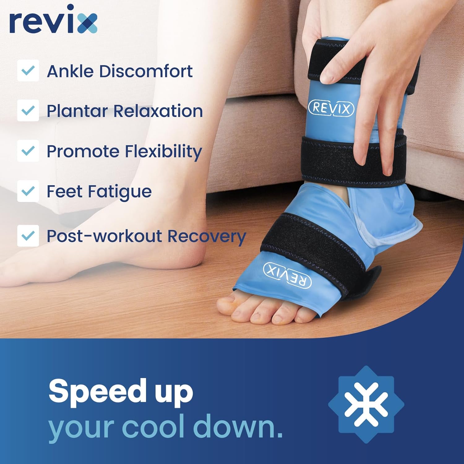REVIX Ankle Ice Pack Wrap for Foot Pain Relief - Reusable Gel Cold Packs for Achilles Tendonitis, Plantar Fasciitis, Sprained Ankles and Heels - Feet Injuries Support - Espot.com.au
