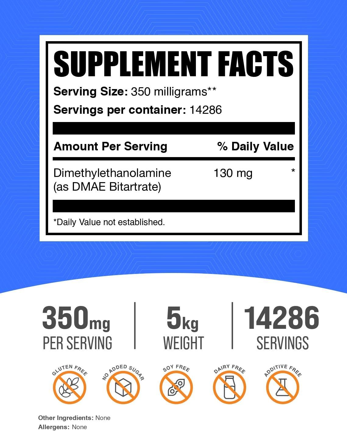 bulksupplements-dmae-bitartrate-powder---350mg-per-serving---5kg-11-lbs---pack-of-5---gluten-free-dmae-supplement-2