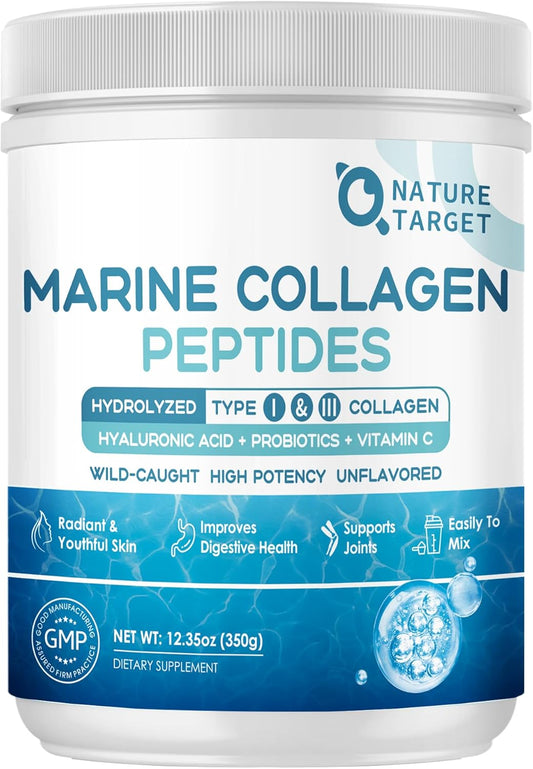 marine-collagen-peptides-powder-with-probiotics-vitamin-c-hyaluronic-acid-for-skin-hair-nails-joints---type-i-iii-collagen-from-wild-caught-fish-grass-fed-bovine-35-servings-1