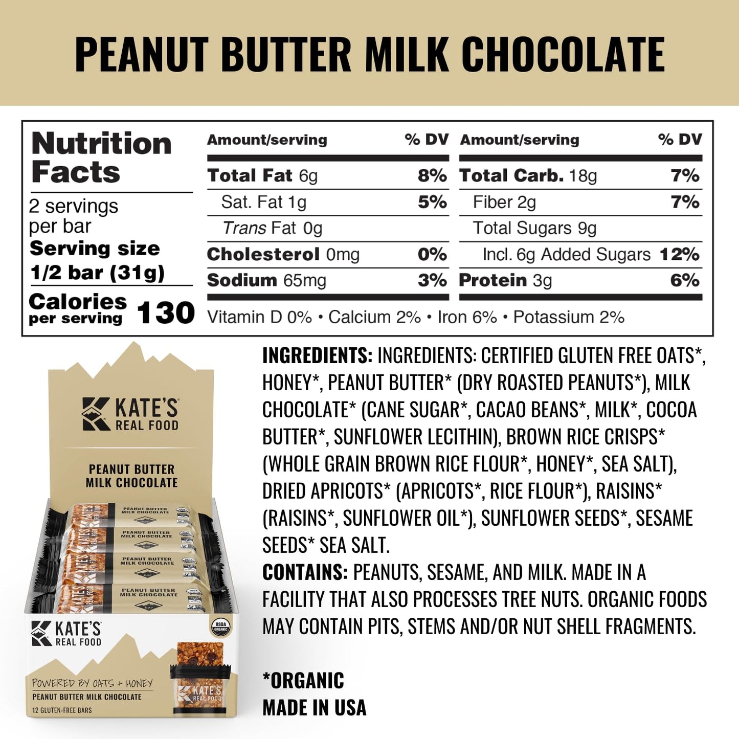 kates-real-food-organic-granola-bars---peanut-butter-milk-chocolate-12-pack-22-oz---gluten-free-oats-non-gmo-soy-free-whole-grains---healthy-energy-snacks-6