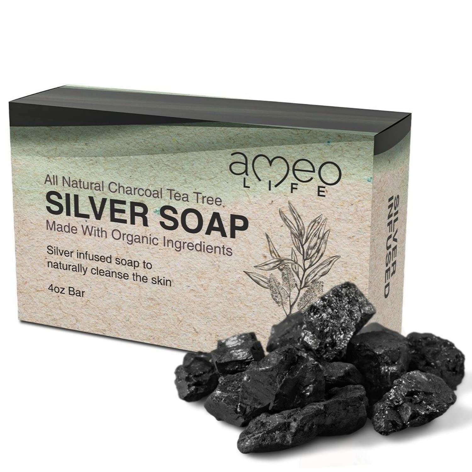 ameo-life-charcoal-tea-tree-silver-soap---4-oz-colloidal-silver-bar-for-skin-cleansing---women-and-mens-natural-soap-2