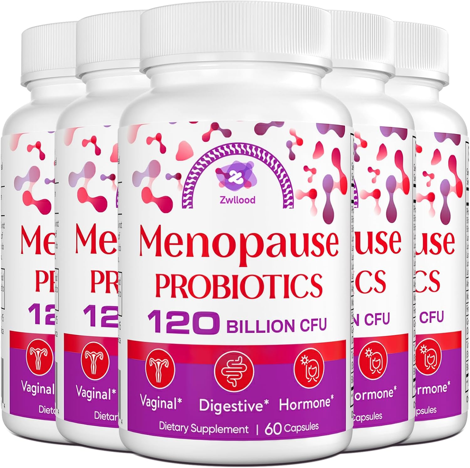 All-Natural Menopause Probiotic Supplements - 120 Billion CFU for Hot Flashes, Night Sweats, Mood Swings - 300 Capsules - Zwllood - Espot.com.au