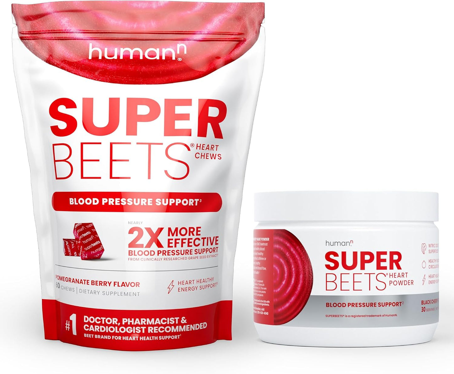 SuperBeets Heart Chews & Black Cherry Powder by humanN - Natural Supplements for Heart Health and Energy Boost - Espot.com.au