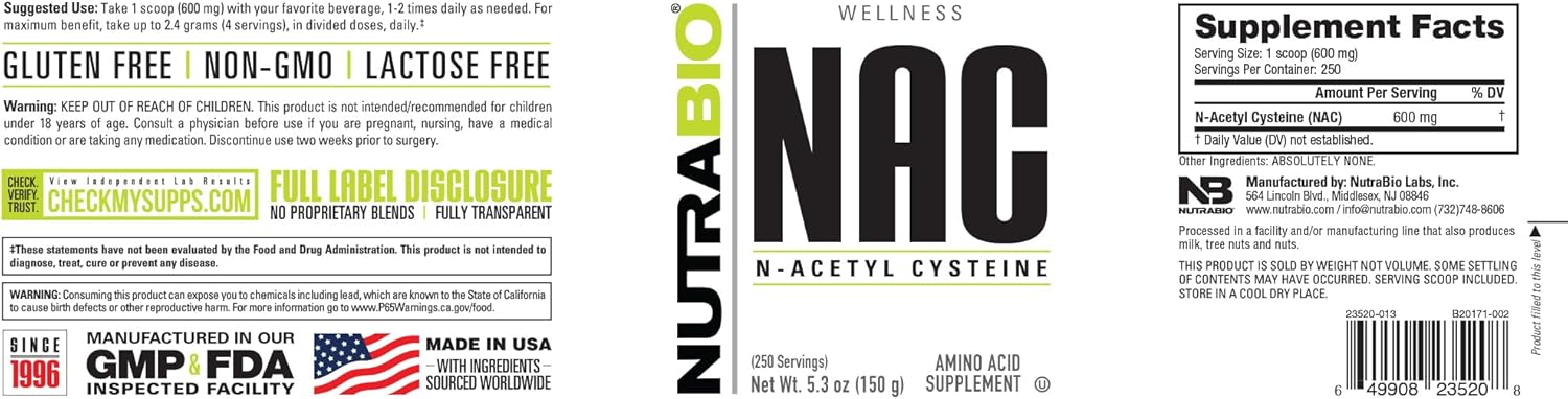 nutrabio-n-acetyl-cysteine-nac-powder---150g-600mg-serving---anti-oxidant-immune-support---non-gmo-gluten-free---no-fillers-7