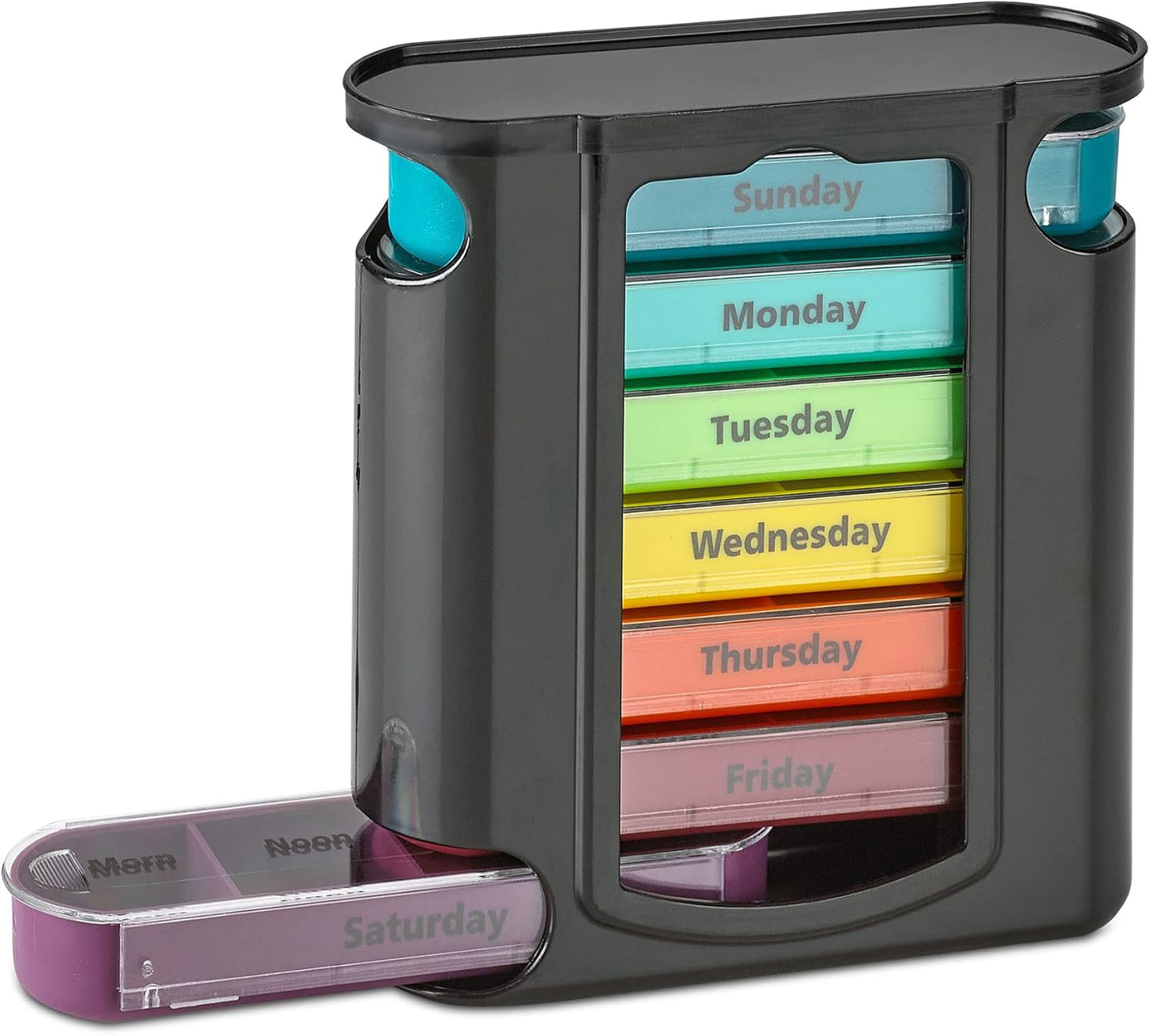 black-weekly-pill-organizer-with-7-stackable-compartments---1-dispenser-for-morning-noon-evening-and-bedtime-doses-1