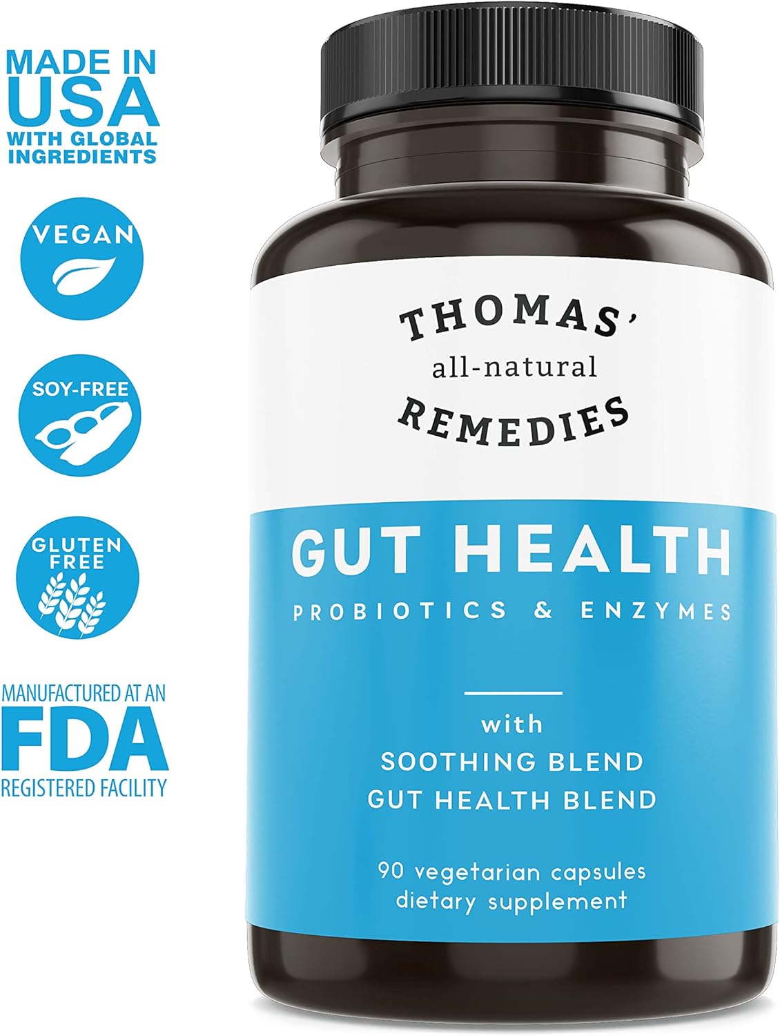 Thomas' Digestive Enzymes, Probiotics, Ginger, Papaya, Turmeric Supplement for Gut Health, Digestion, Bloating Relief - Espot.com.au