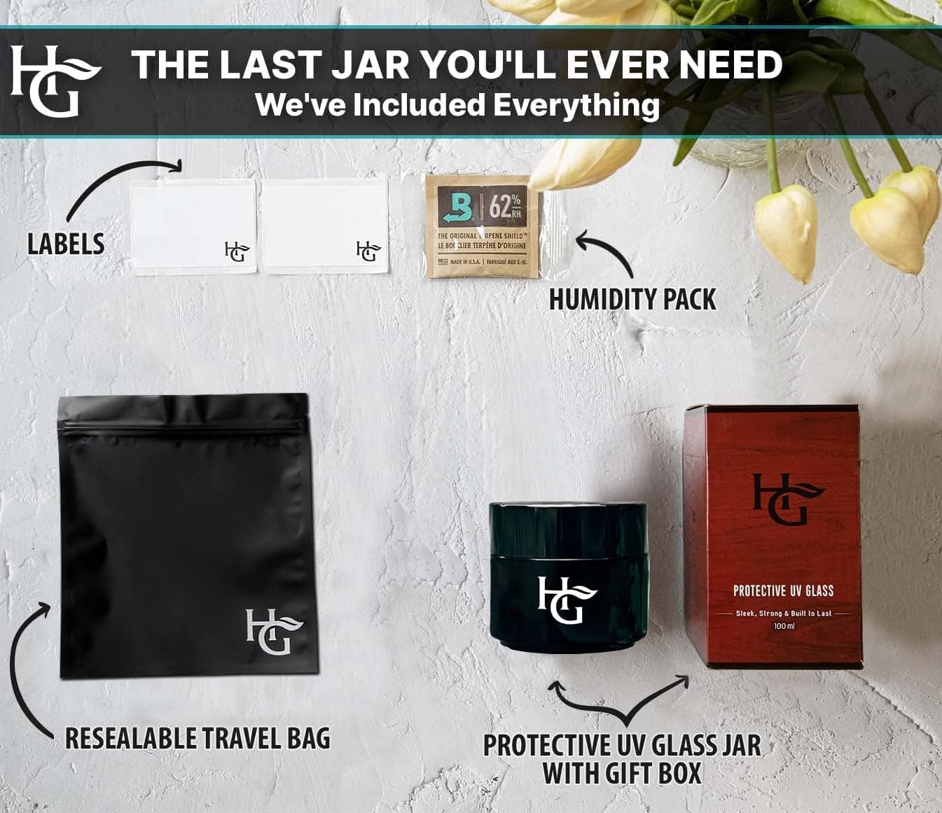 Quarter Oz Herb Guard UV Jar with Humidity Pack - Airtight 100 ml Container for Fresh Herb Storage - Espot.com.au