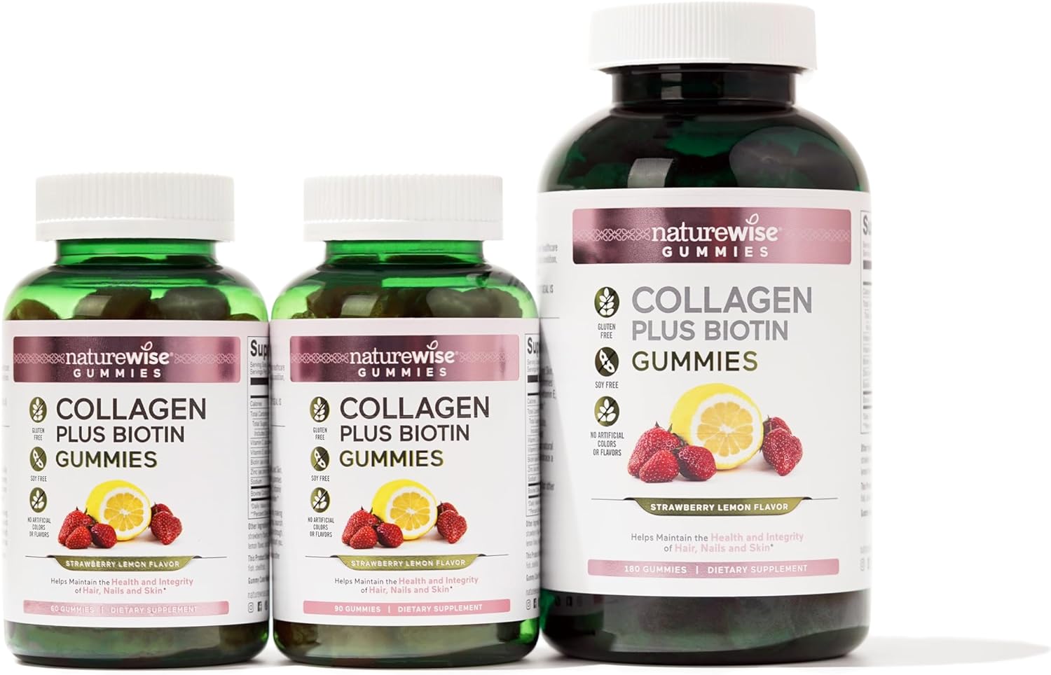 strawberry-lemon-collagen-gummies-for-women---type-1-3-peptides-with-biotin-vitamin-c-e-zinc---hair-skin-nails-joint-support---90-count-6