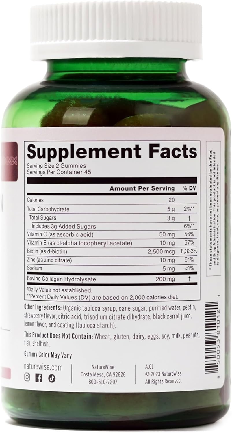strawberry-lemon-collagen-gummies-for-women---type-1-3-peptides-with-biotin-vitamin-c-e-zinc---hair-skin-nails-joint-support---90-count-8