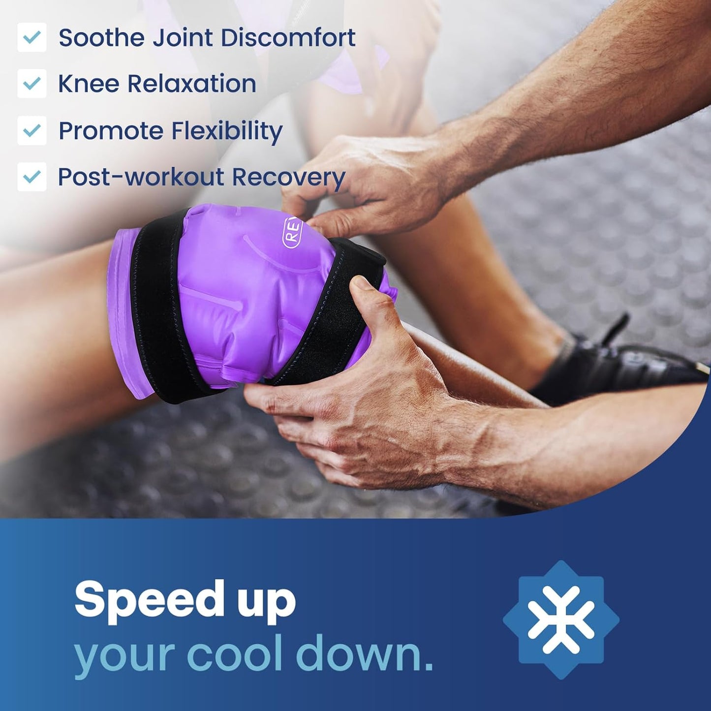Set of 2 REVIX Reusable Knee Ice Pack Wraps for Cold Compression Therapy and Post-Workout Recovery - Gel Ice Packs with Plush Cover - Espot.com.au