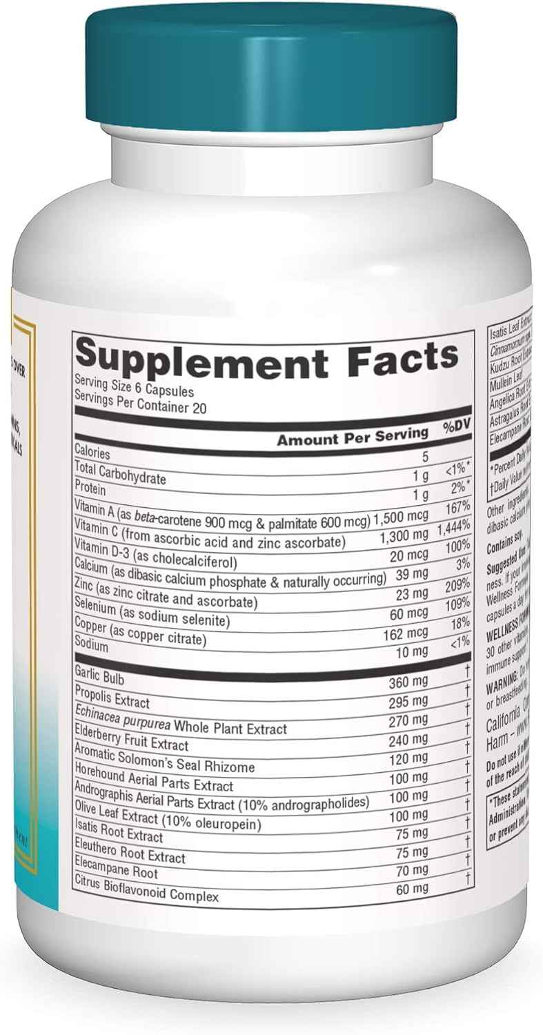 Advanced Immune Support Supplement - 120 Capsules for Immunity Boost & Wellness Formula with Vitamins and Herbal Defense by Source Naturals