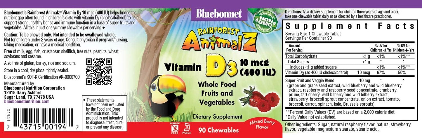 bluebonnet-nutrition-rainforest-animalz-vitamin-d3-400-iu-chewable-tablets---soy-dairy-gluten-free-non-gmo-kosher-certified-vegetarian-friendly-natural-mixed-berry-flavor---90-count-2