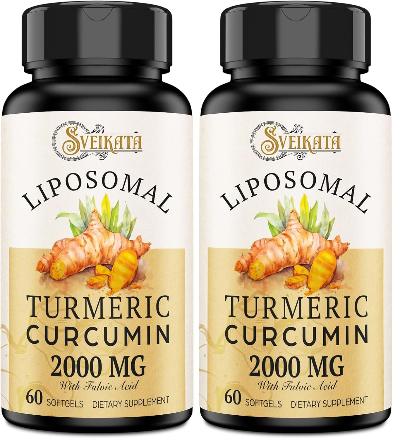 Turmeric Curcumin Supplement with Liposomal Technology - 2000mg, 95% Curcuminoids with Piperine - 60 Softgels - Non-GMO - Pack of 2 - Espot.com.au