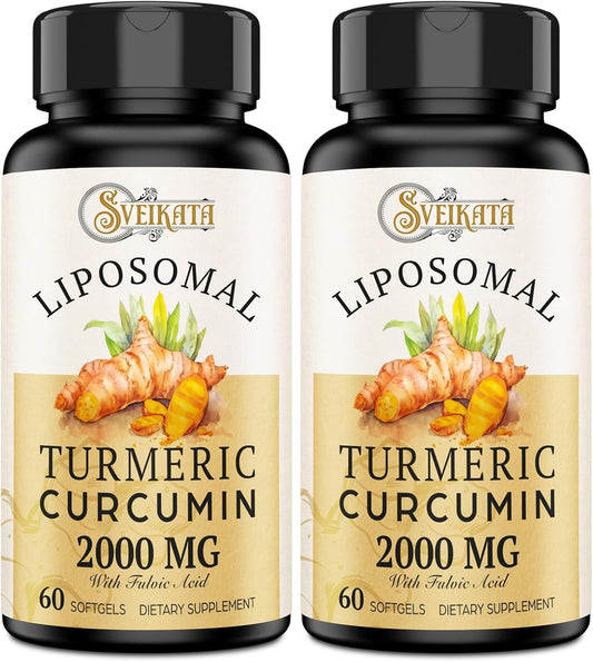 Turmeric Curcumin Supplement with Liposomal Technology - 2000mg, 95% Curcuminoids with Piperine - 60 Softgels - Non-GMO - Pack of 2 - Espot.com.au