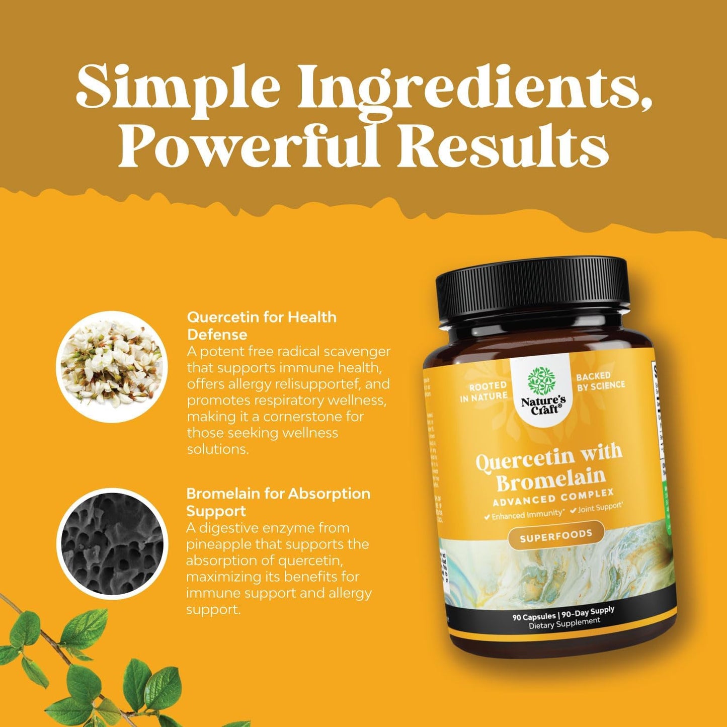 Bundle of Pure Zinc & Quercetin with Bromelain Supplements for Skin, Nail, & Joint Support - Immune Boost, Brain & Lung Health - Enhances Focus & Overall Wellness - Espot.com.au