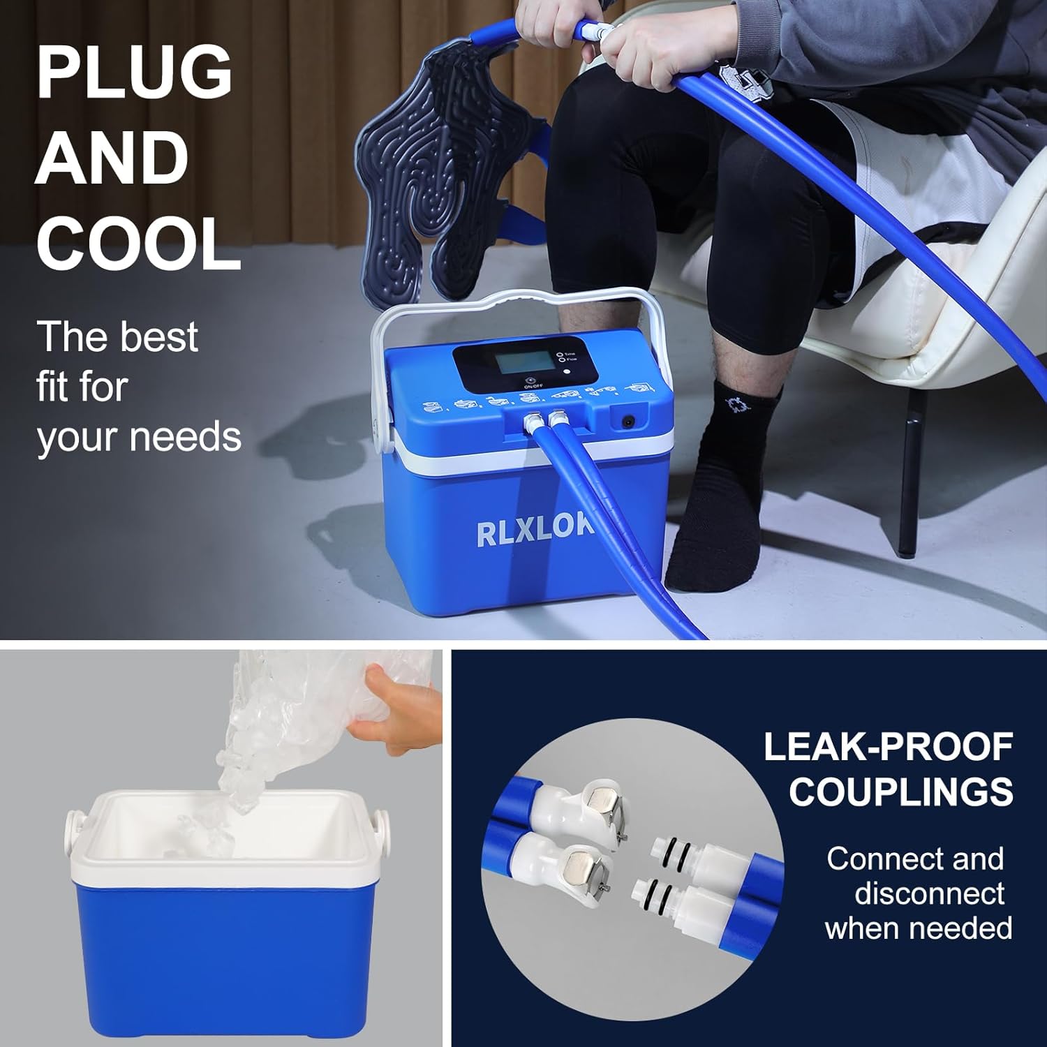 rlxloky-cold-therapy-unit-with-universal-ice-pack-for-pain-relief-in-knee-ankle-shoulder-back---ice-therapy-machine-with-digital-timer-and-adjustable-flow-speed-5