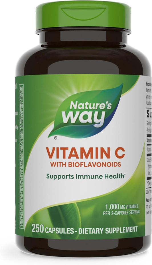 High Potency Vitamin C with Bioflavonoids for Immune Support and Collagen Production - 1,000mg per Serving - 250 Capsules - Espot.com.au