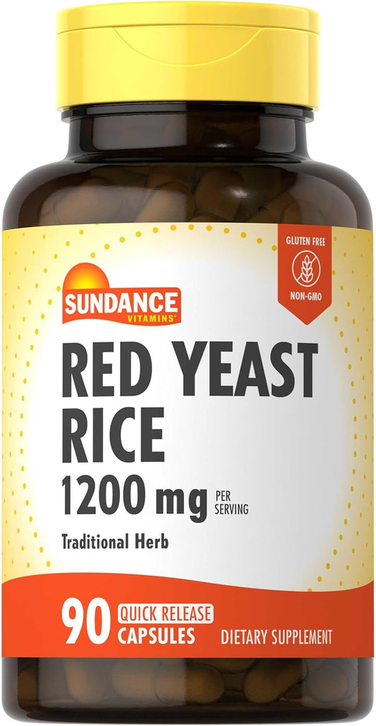 Sundance Red Yeast Rice Capsules - 1200mg 90 Count - Non-GMO & Gluten Free Herbal Supplement - Espot.com.au