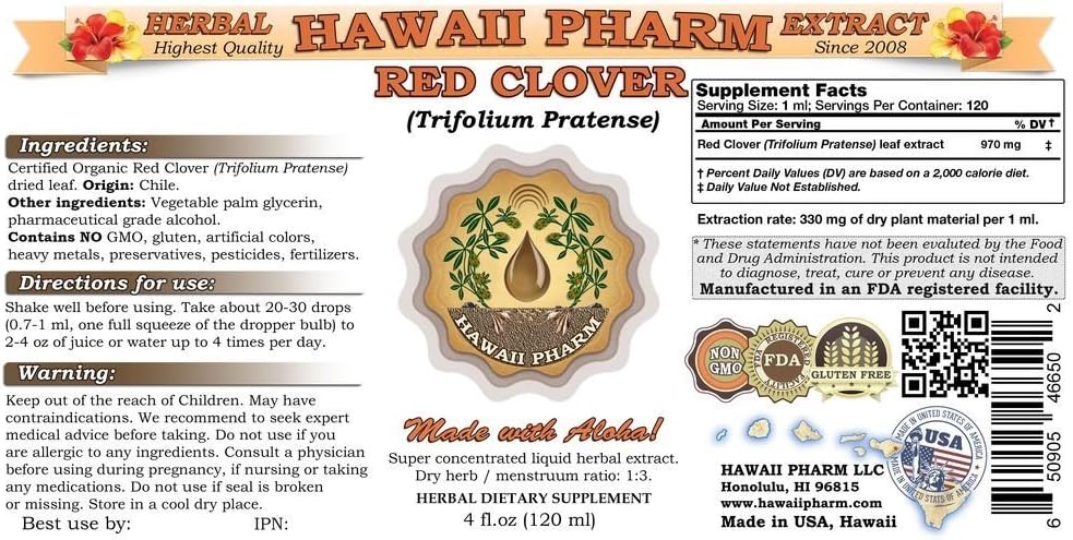 organic-red-clover-liquid-extract-tincture---herbal-supplement---made-in-usa---2-floz---hawaii-pharm-hawaiipharm-2