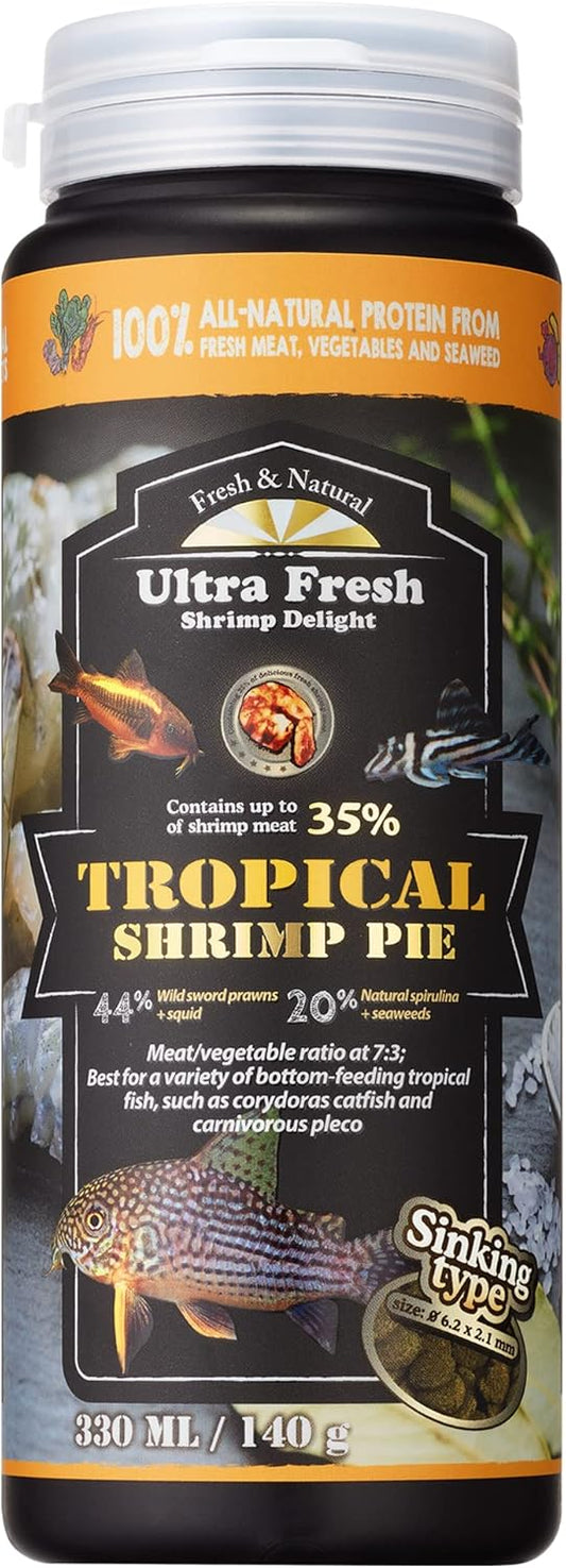 premium-bottom-feeder-fish-food-with-sword-prawns-natural-protein-balanced-diet---ideal-for-catfish-corydoras-loaches---tropical-shrimp-pie---494-ounces-1