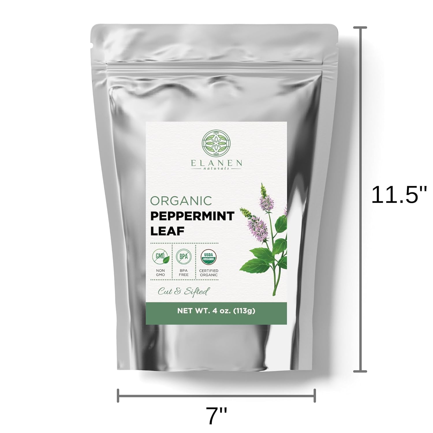 usda-certified-organic-peppermint-leaves-tea---4-oz-113g-loose-leaf---elanen-naturals-dried-mint-tea-bulk---cut-sifted-mint-3
