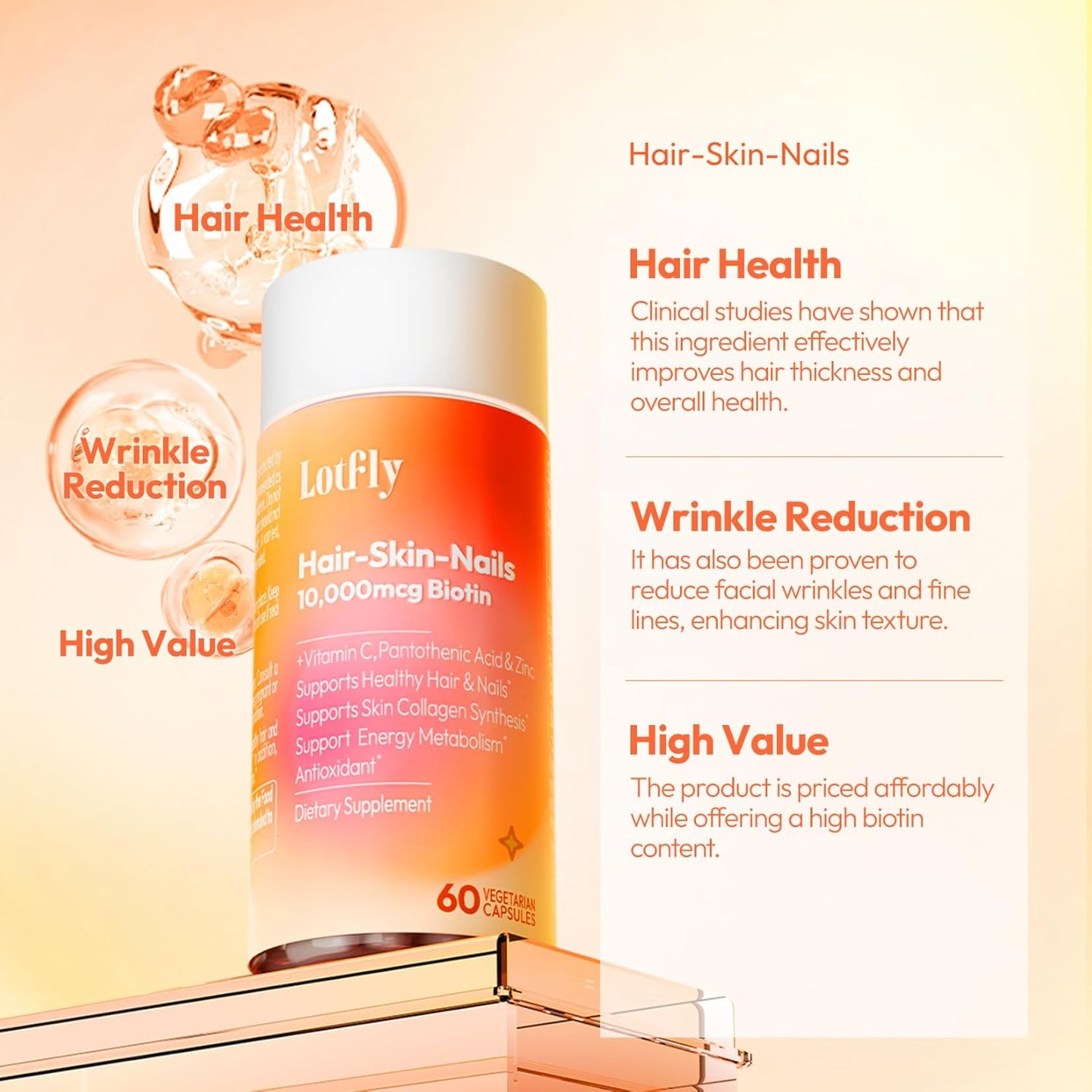 premium-biotin-10000-mcg-supplement-with-zinc-vitamin-c-calcium---promotes-hair-growth-nail-strength-skin-radiance-for-both-genders---60-vegan-capsules-8