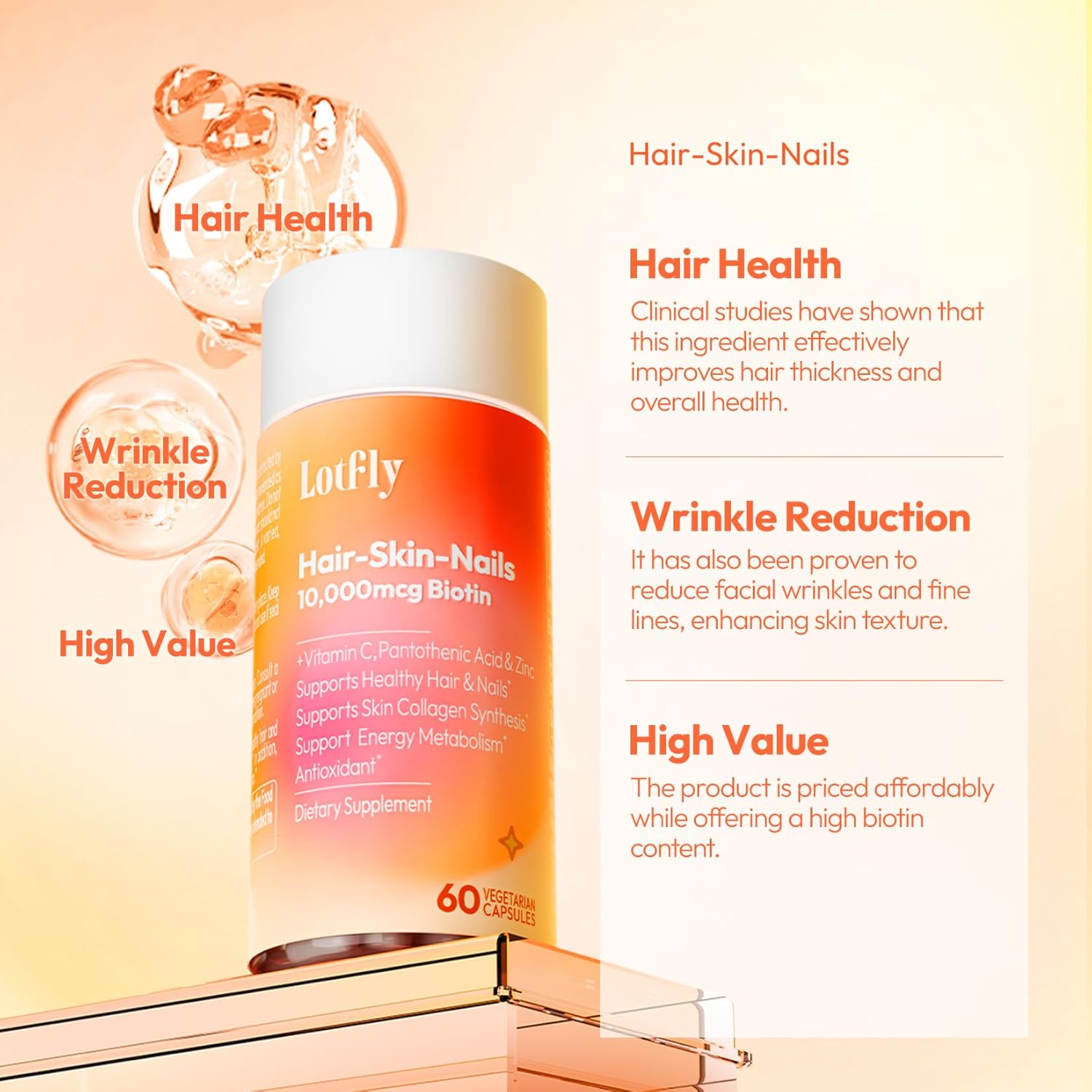 premium-biotin-10000-mcg-supplement-with-zinc-vitamin-c-calcium---promotes-hair-growth-nail-strength-skin-radiance-for-both-genders---60-vegan-capsules-8
