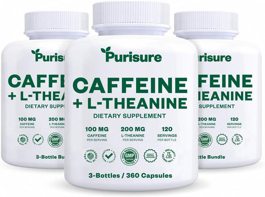 purisure-caffeine-theanine-capsules---100mg-caffeine-200mg-l-theanine-for-pre-workout-energy---nootropic-supplement-for-fatigue---120-day-supply---pack-of-3-1