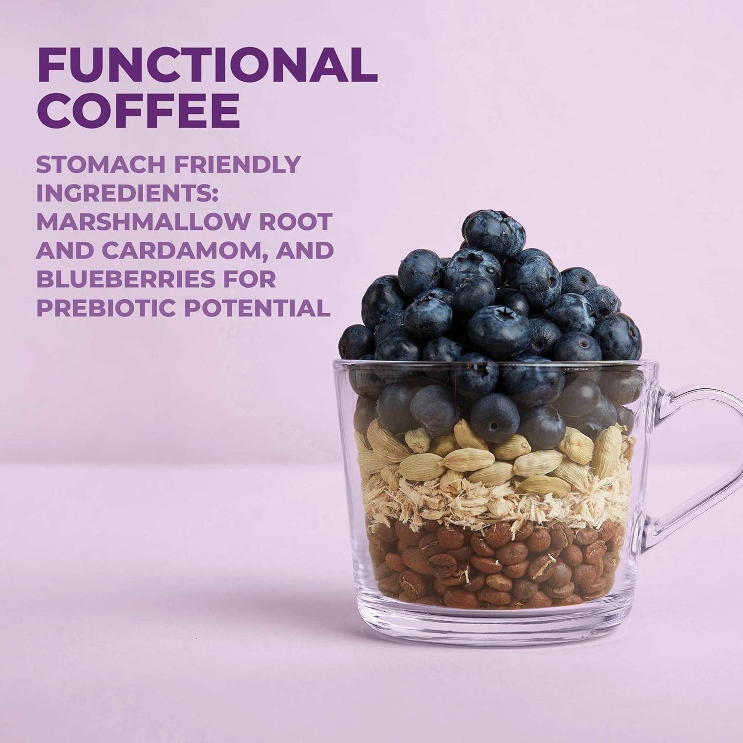 Organic Medium Roast Caffeinated Soothe Coffee with Stomach-Friendly Ingredients - 12 oz Bag - Marshmallow Root, Cardamom, Blueberry Powder - Laird Superfood - Espot.com.au