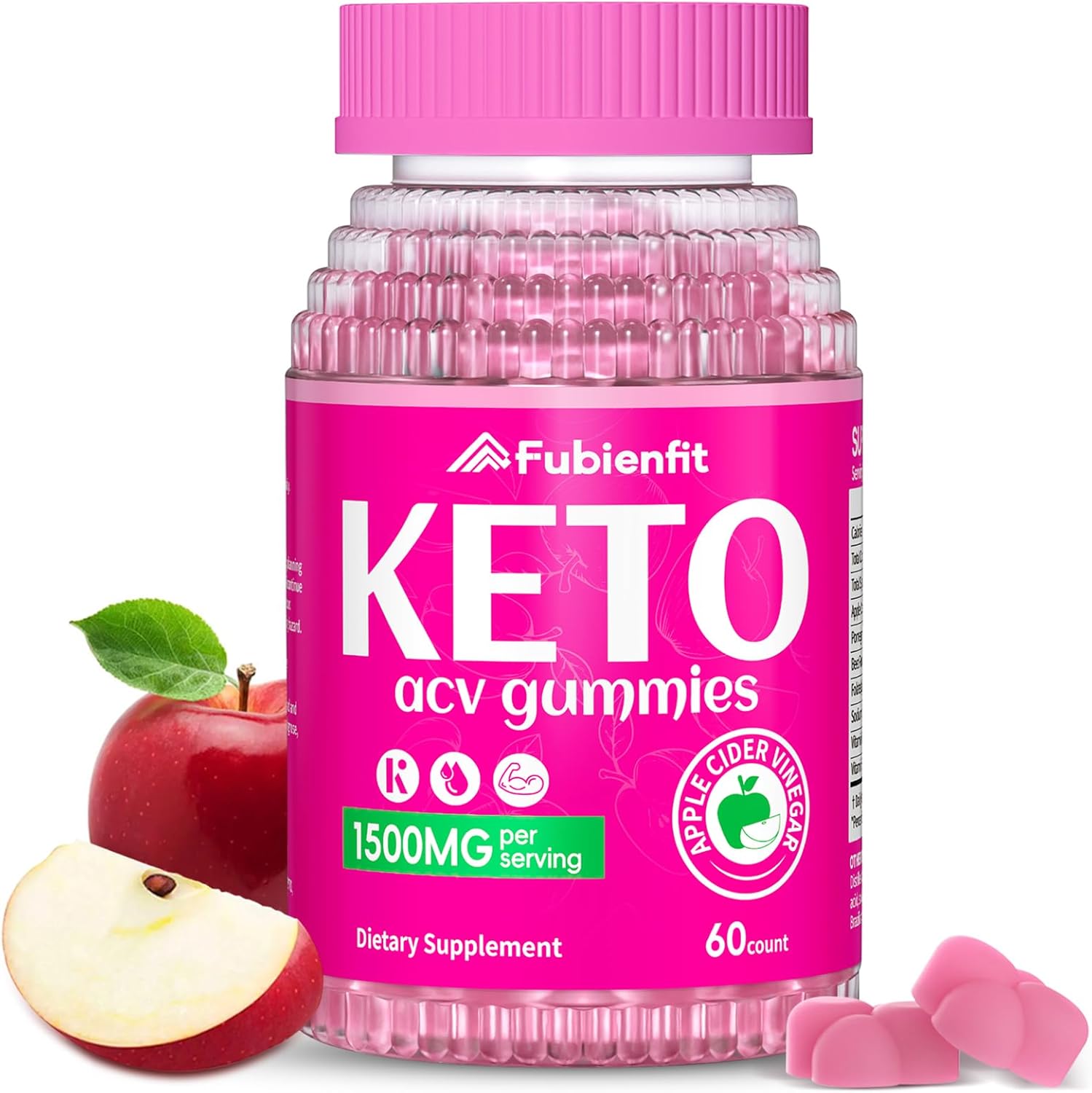 1500MG Fubienfit Keto ACV Gummies with Pomegranate Beet Juice Powder - Vegan Non GMO Formula - 60 Gummies - Espot.com.au